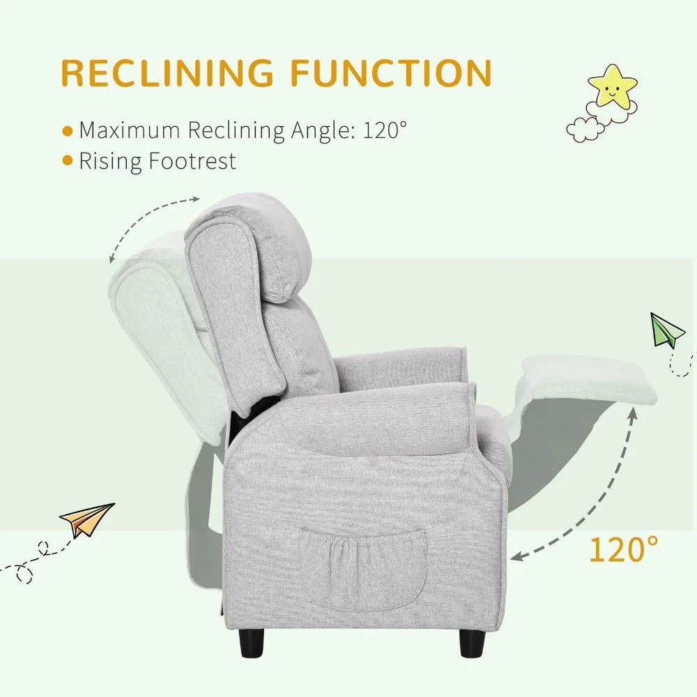 Kids Recliner Adjustable Armchair With Soft Sponge Cushion