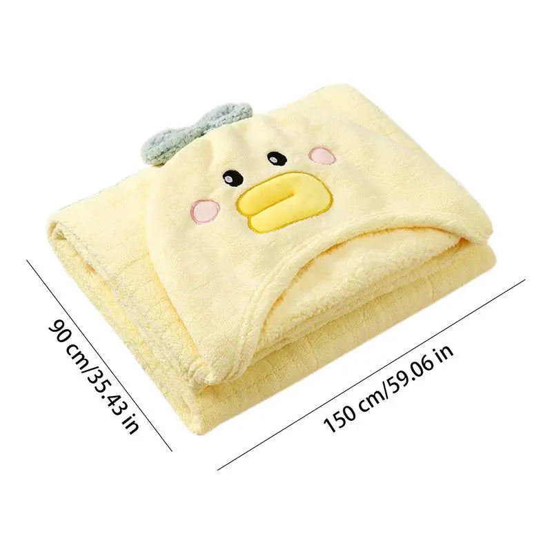 Absorbent Kids Hooded Bath Towel With Secure Snap Closure