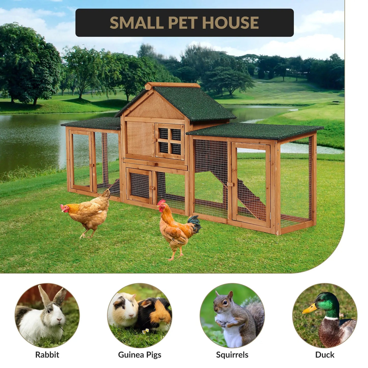 DishyKooker Two Story Wooden Bunny Hutch With Ramp And Run