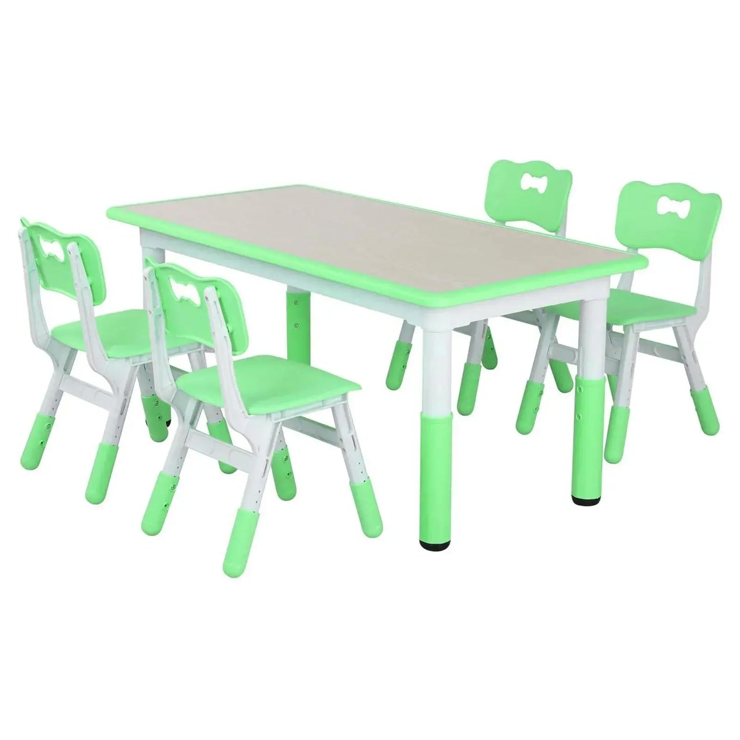 AuAg Height Adjustable Kids Table And Four Chairs Set