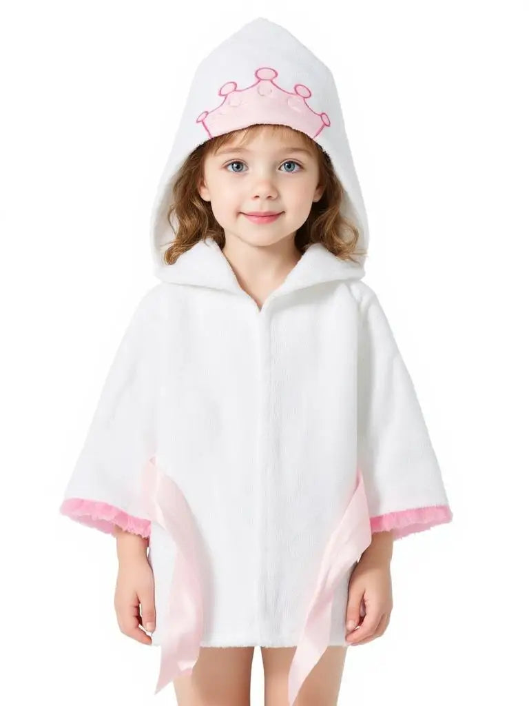 SZCQ Girls Princess Crown Hooded Terry Cotton Bathrobe