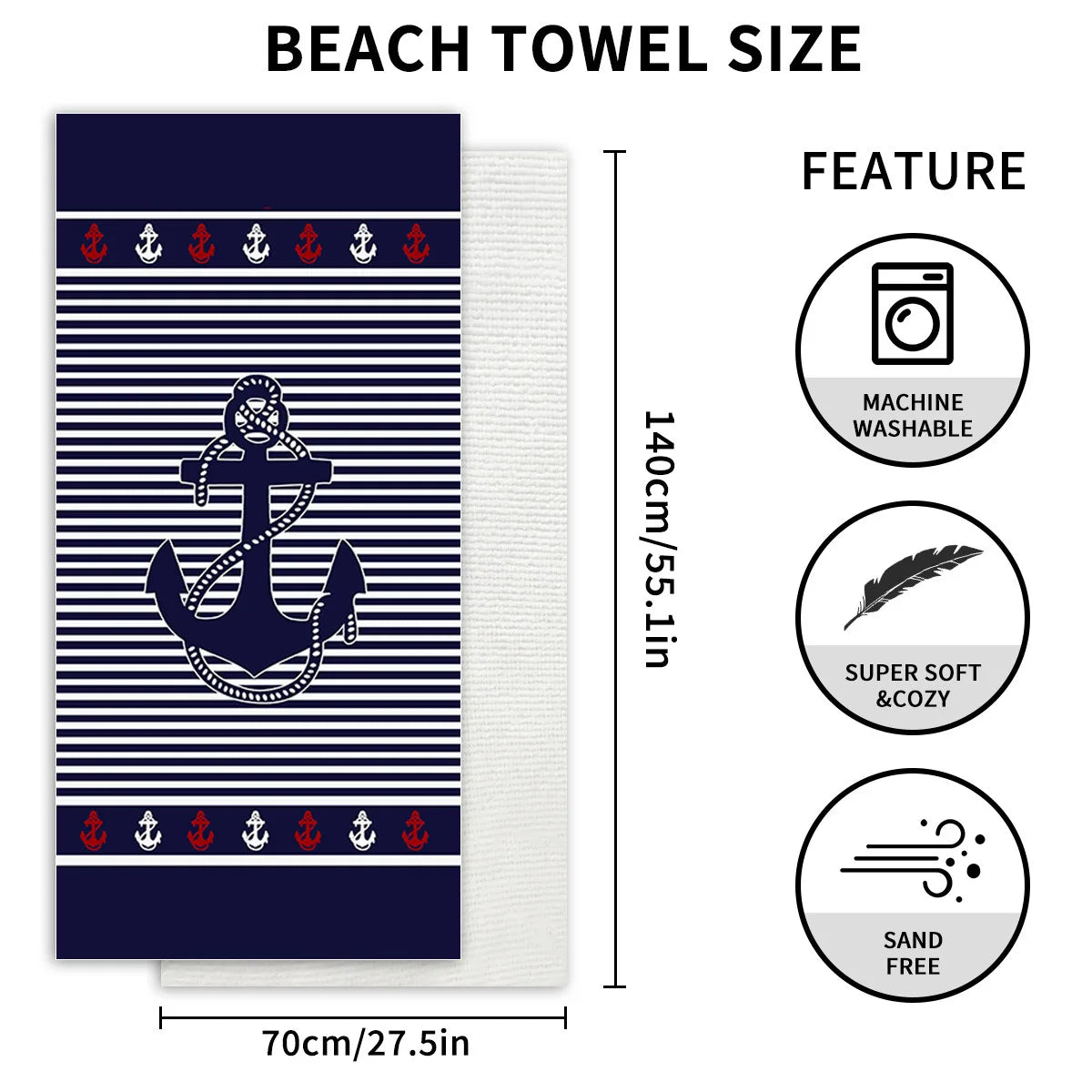 Microfiber Beach Towel Quick Dry Absorbent Portable Outdoor Camping Essential