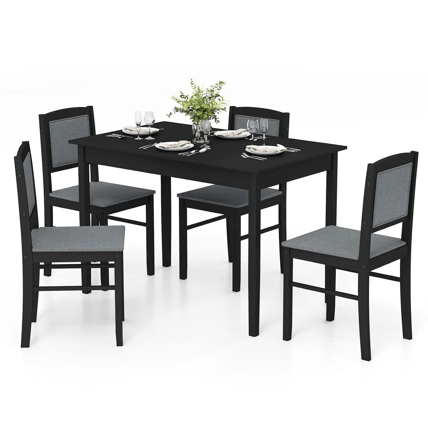 Mid Century Modern Solid Wood Dining Table And Four Chairs