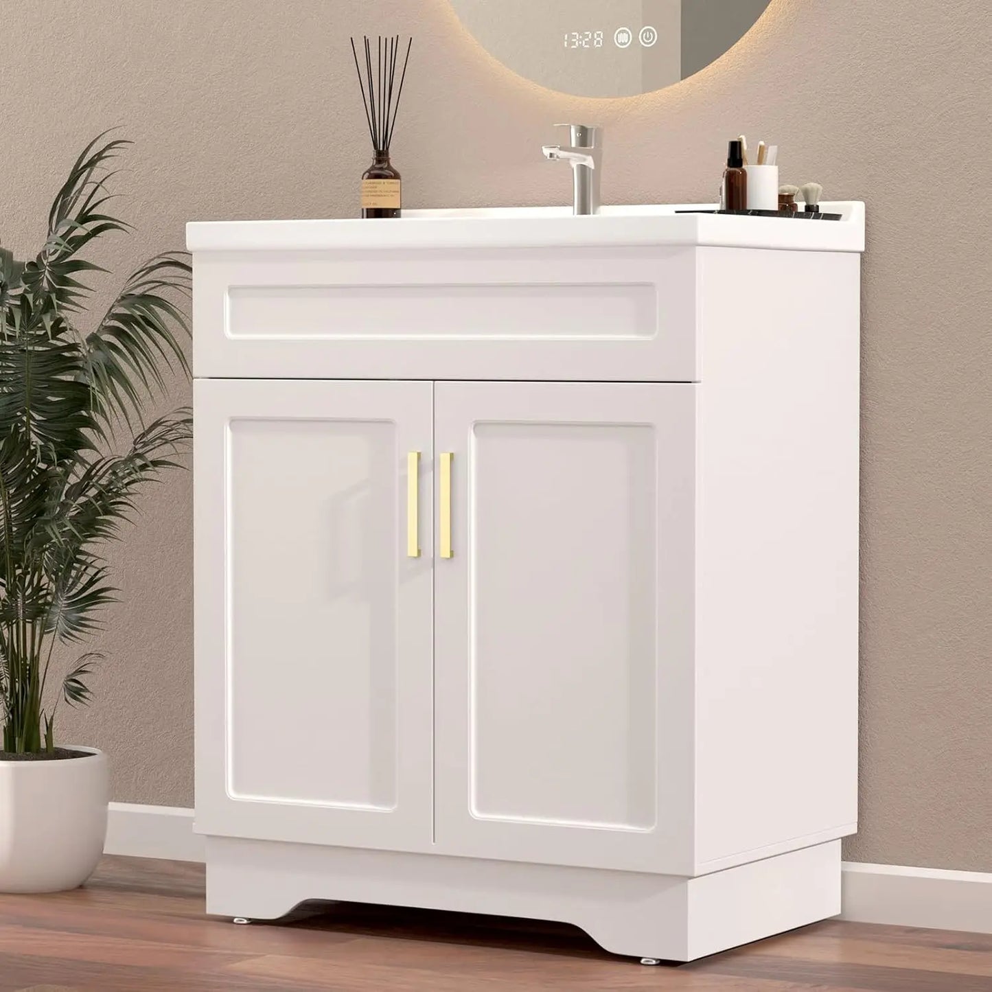 Guangbai Modern Bathroom Vanity With Ceramic Sink And Storage