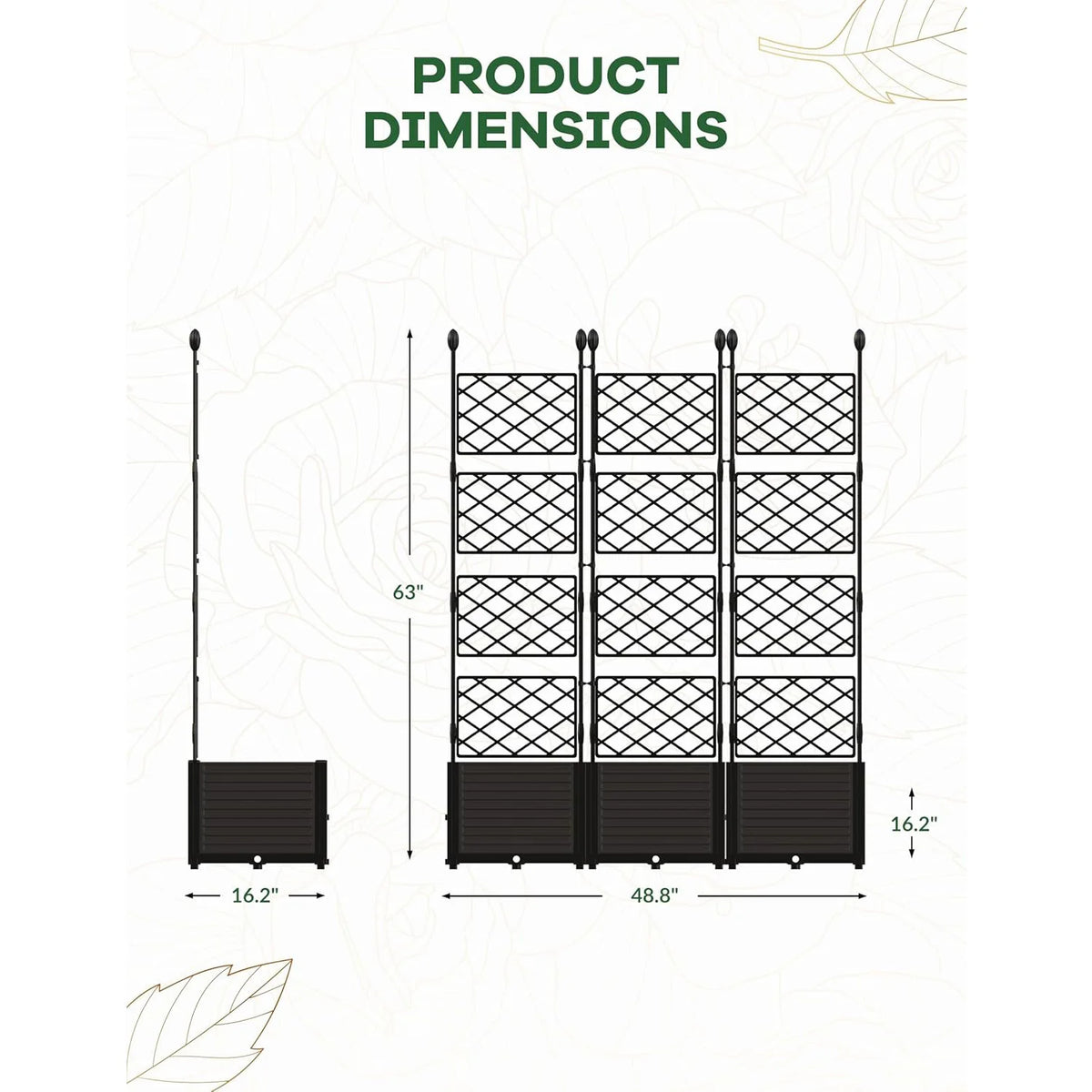 Outdoor Raised Planter Box With Trellis For Climbing Plants