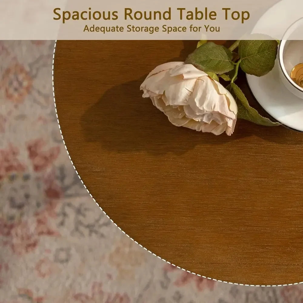 Round End Table With Wood Top And Black Pedestal Base