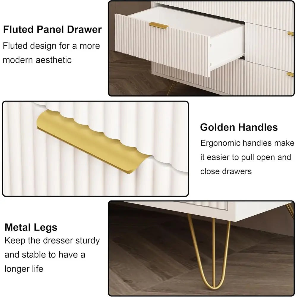 6-Drawer Wooden Dresser For Bedroom And Living Spaces