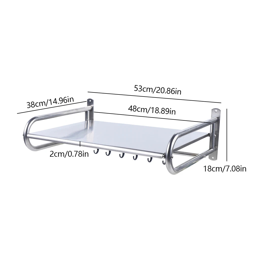 Stainless Steel Wall Mounted Microwave Oven Rack Kitchen Shelf