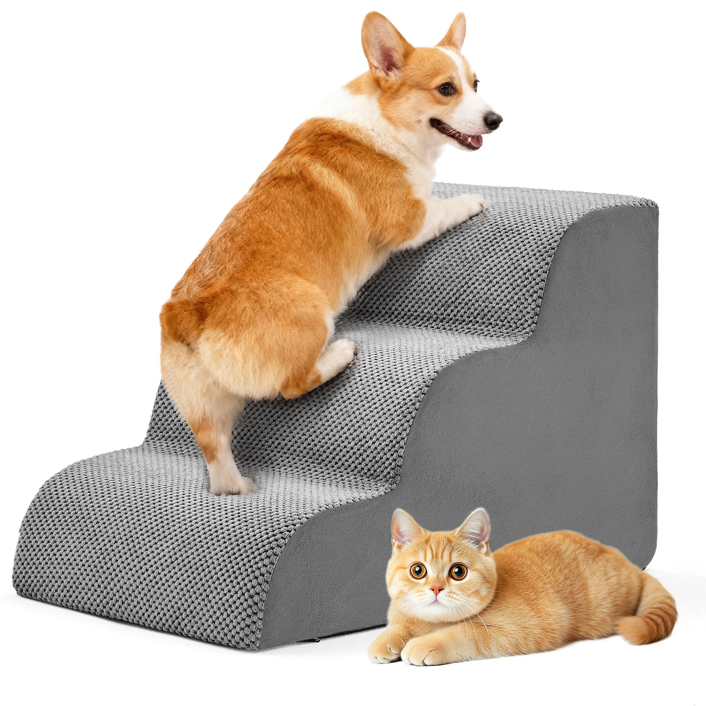 High Density Foam Curved Pet Dog Steps Non Slip Platform