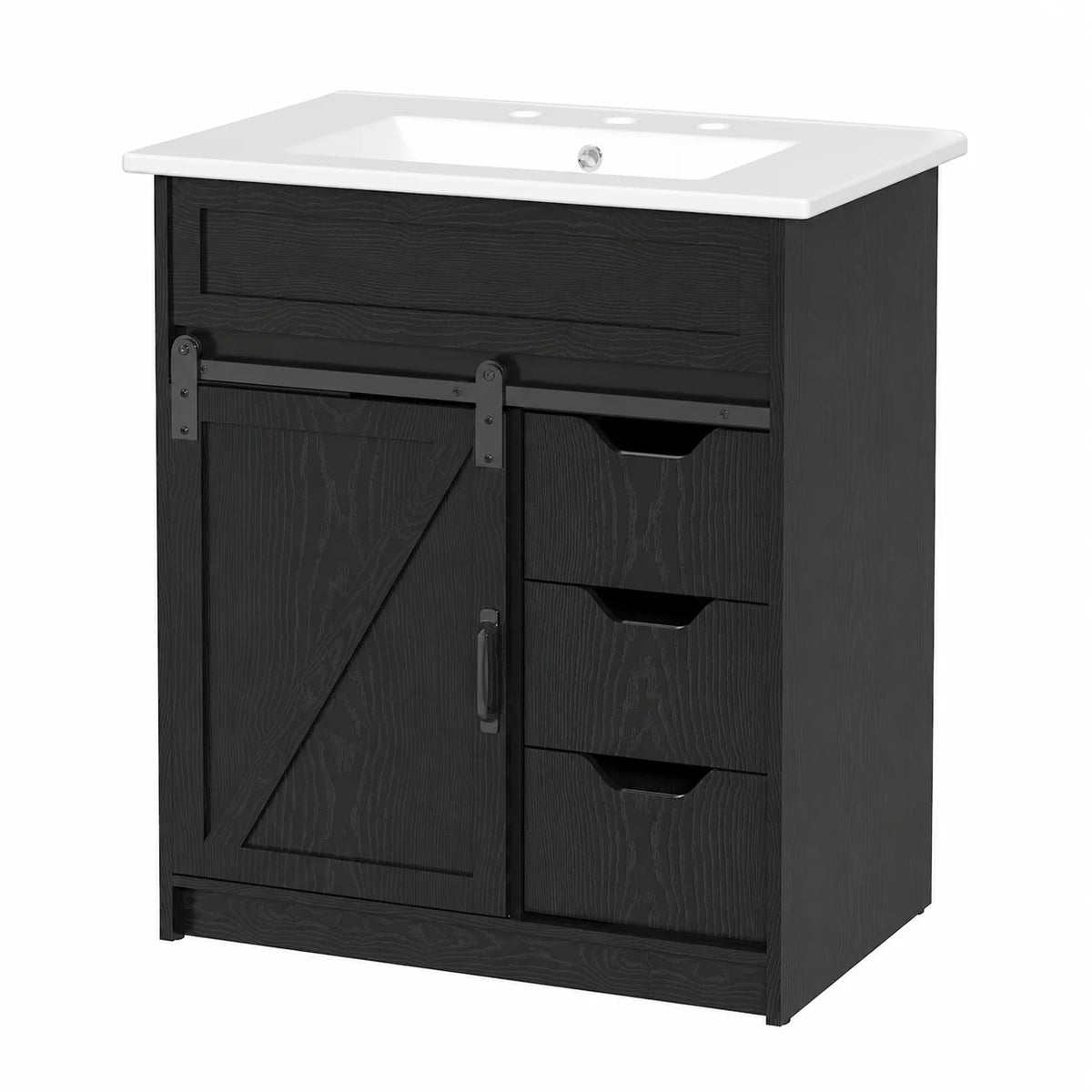 EVOKEDEN Farmhouse Bathroom Vanity Cabinet With Sink And Drawers