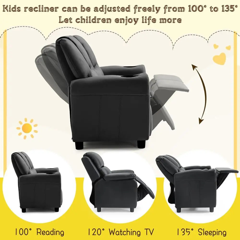 LISM Toddler Recliner Sofa With Cup Holder And Headrest