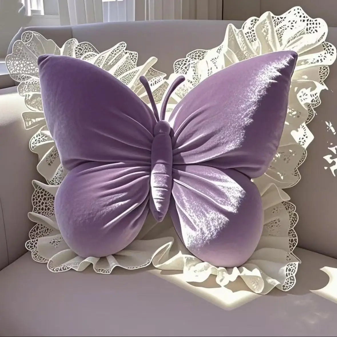 Elegant Butterfly Polyester Cotton Rectangle Pillow For Cozy Home Rest
