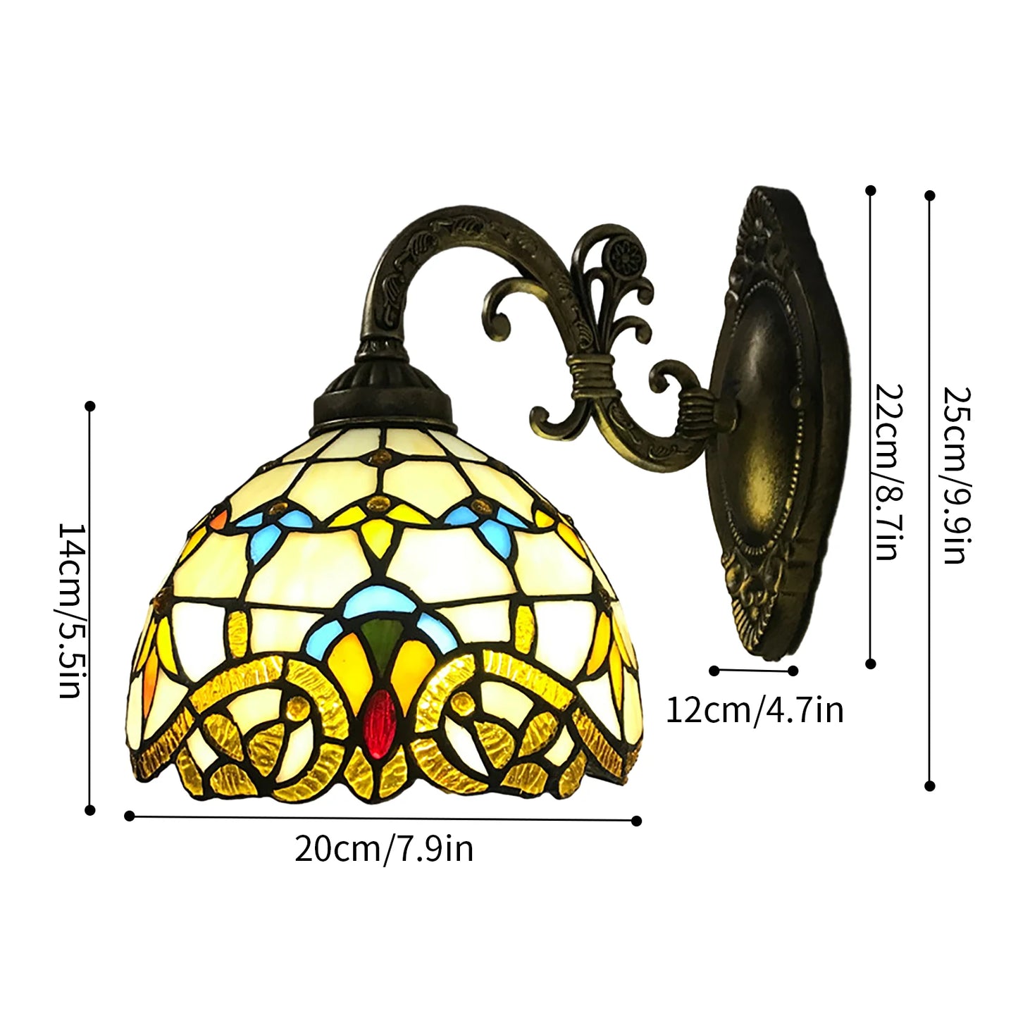 Tiffany Style Dome Wall Lamp For Living Room Hallway Bedroom