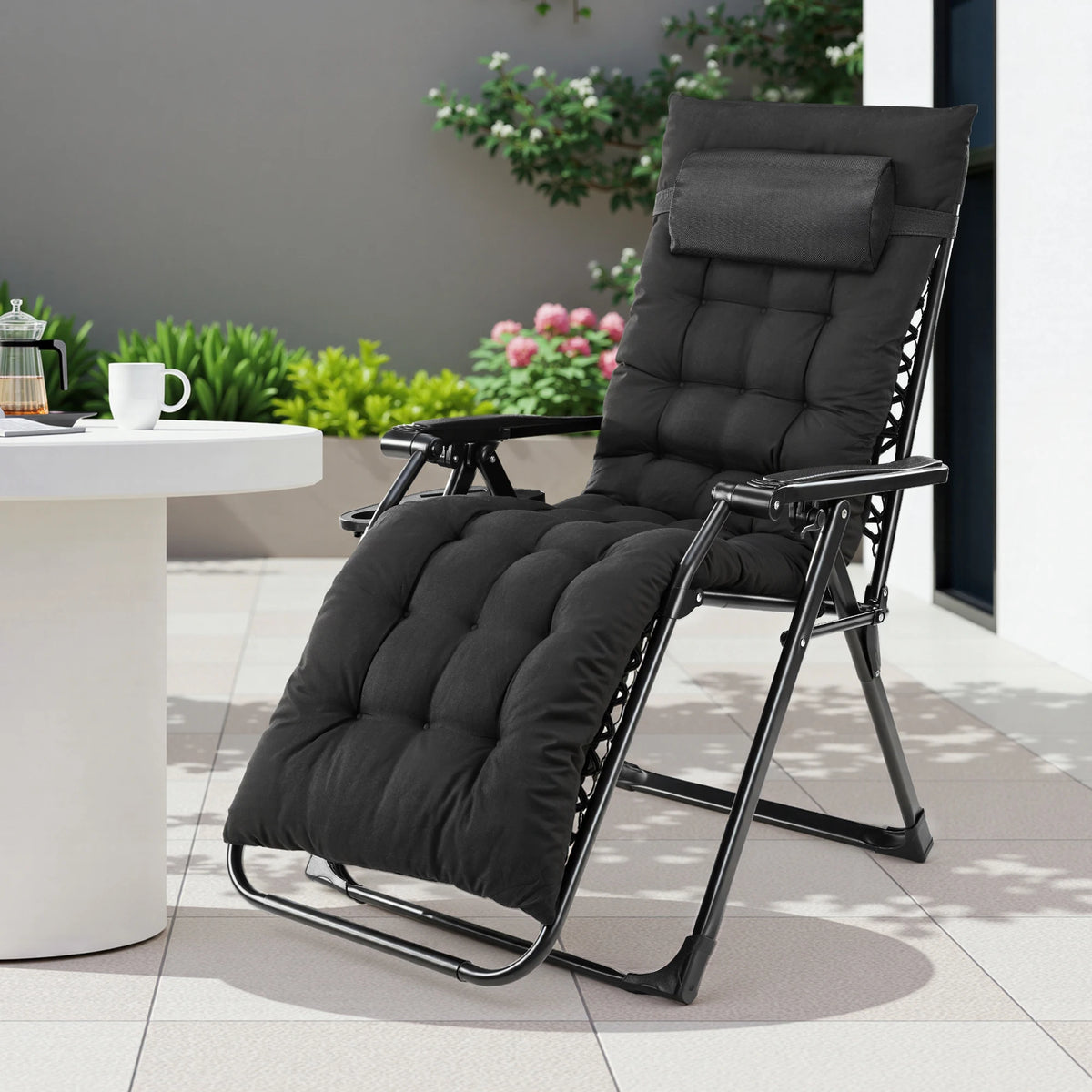 JHK Zero Gravity Folding Recliner Lounge Chair With Cup Holder