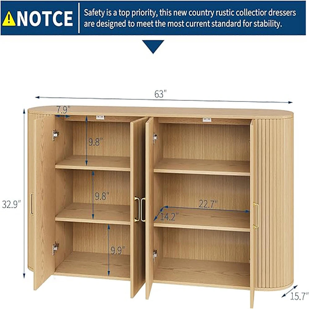 HiMISS Modern Sideboard Buffet Cabinet With Adjustable Shelves