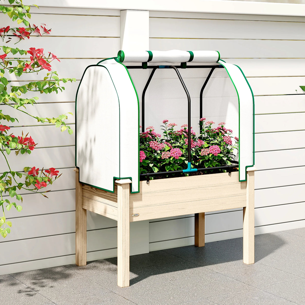 Outsunny Raised Garden Bed With PE Greenhouse Cover