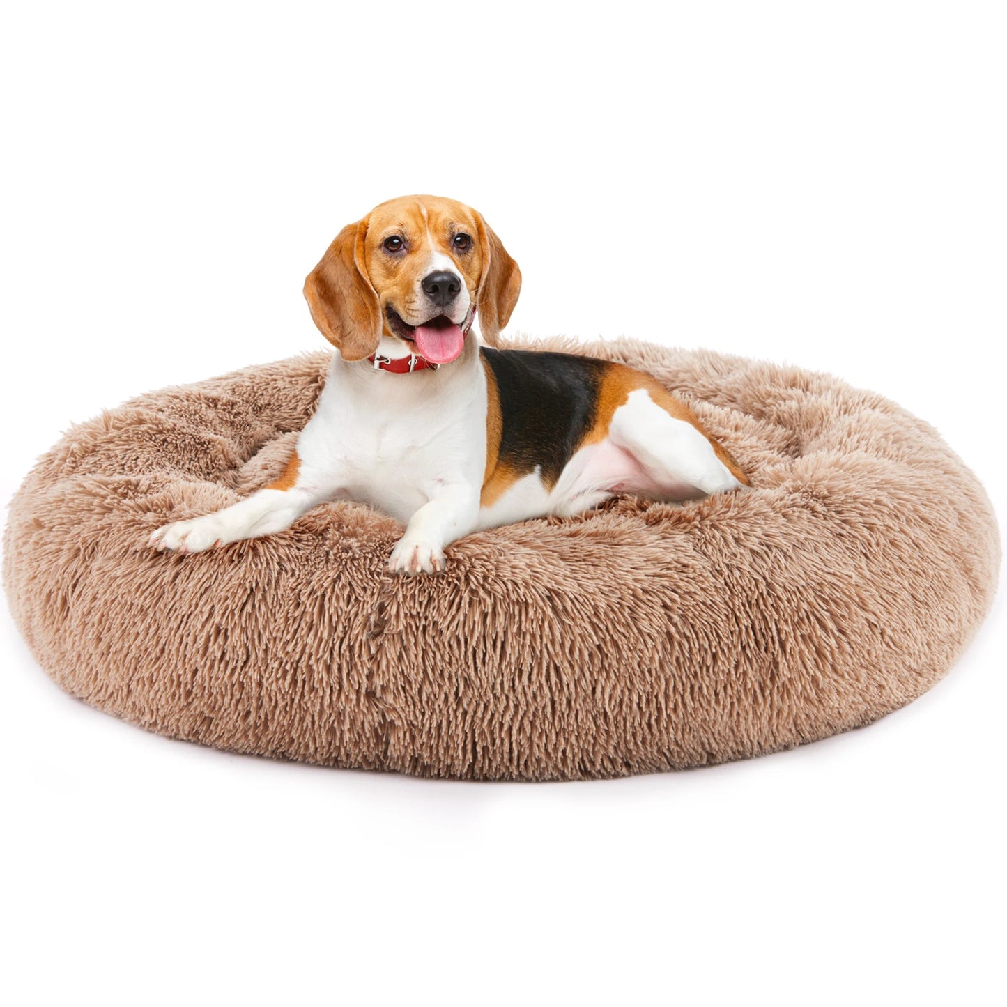 JHK Calming Dog Bed Round Plush Faux Fur Anti Slip Washable