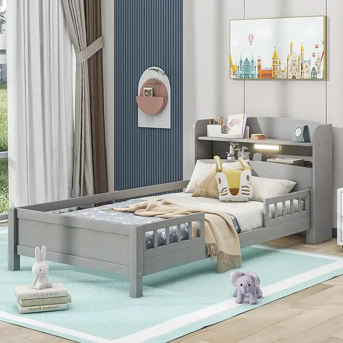 Kids Twin Bed With Guardrails Low Platform Bed For Kids