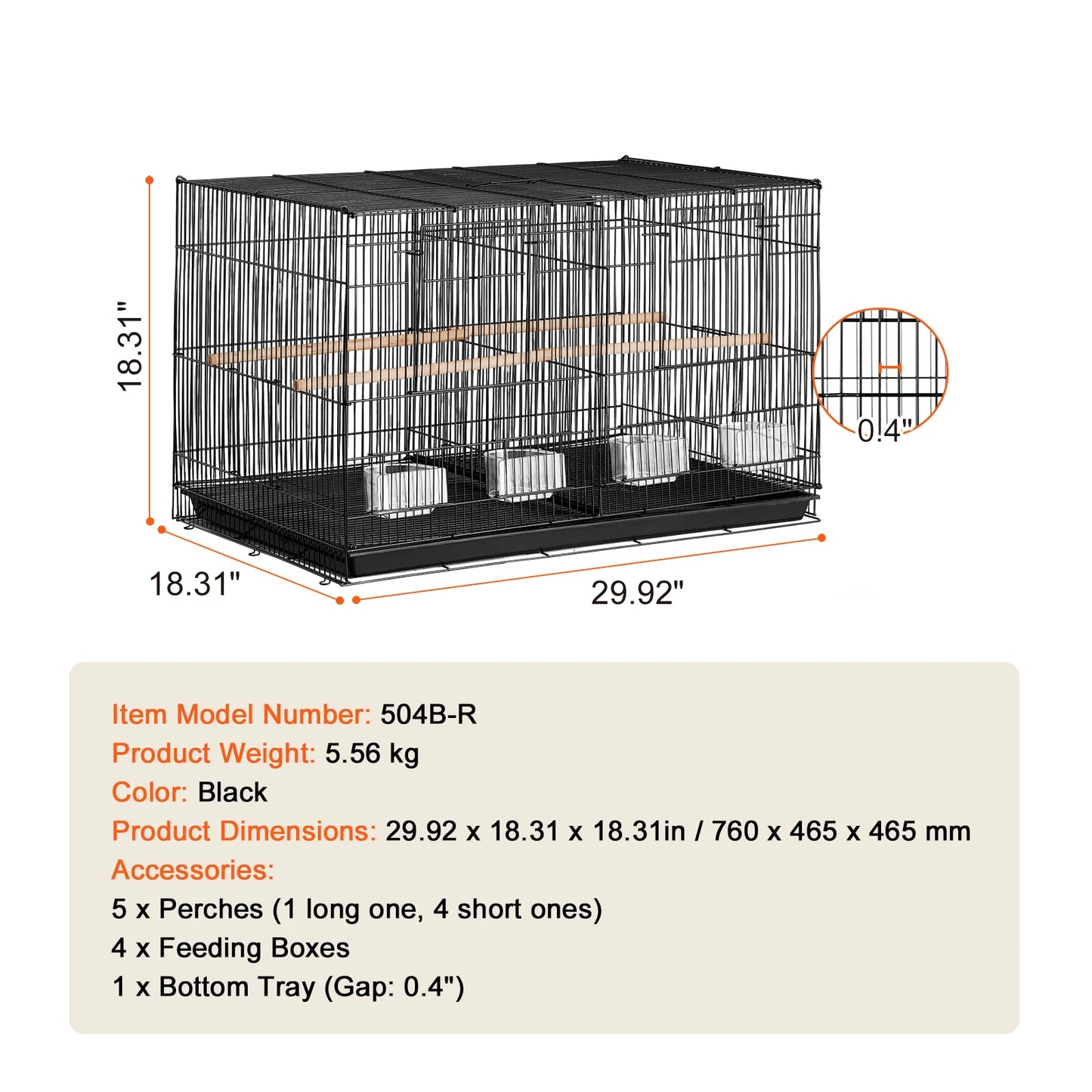 SucceBuy Stackable Divided Pet Bird Cage With Handle And Perch