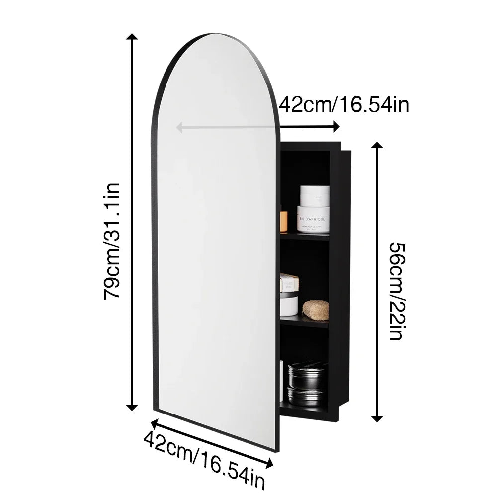 Bathroom Wall Mounted Medicine Cabinet With Mirror And Shelves