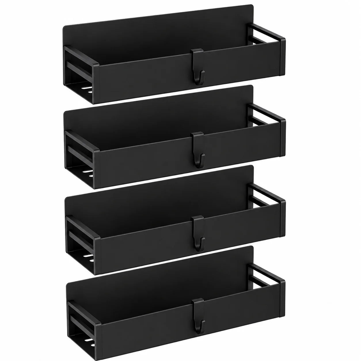 Magnetic Stainless Steel Fridge Spice Rack Organizer Set With Hooks