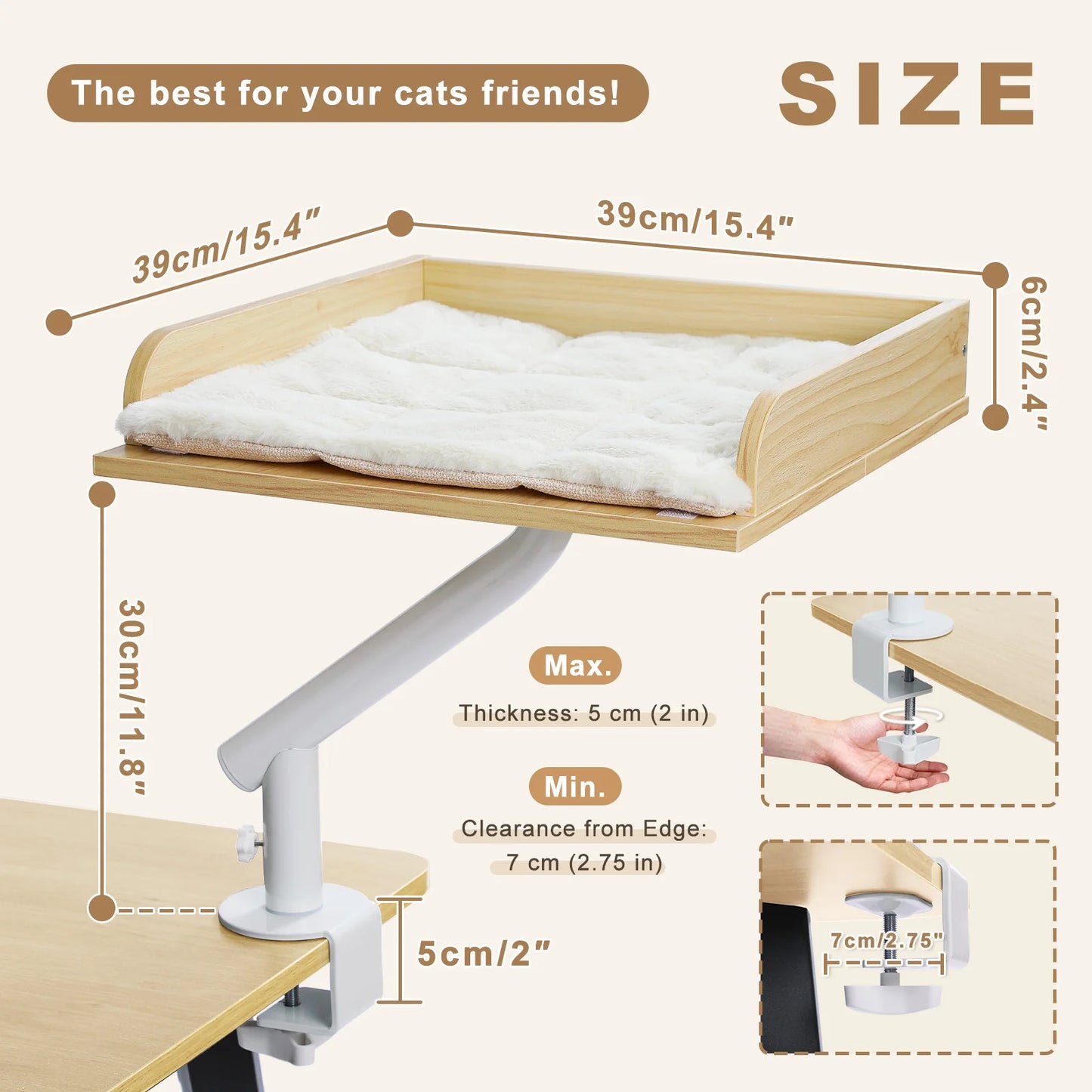 PAWZ Road Cat Desk Bed 360 Degree Rotatable Bed Stand For Indoor Cats