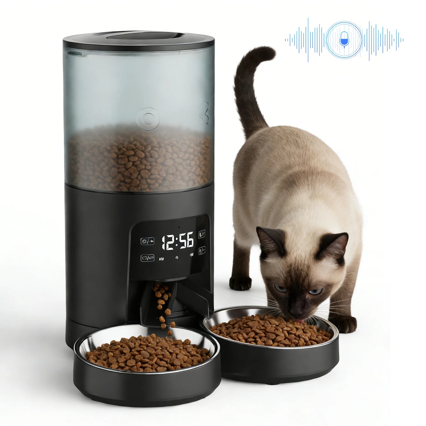 Automatic Cat Feeder With Dual Power Supply And Stainless Bowls