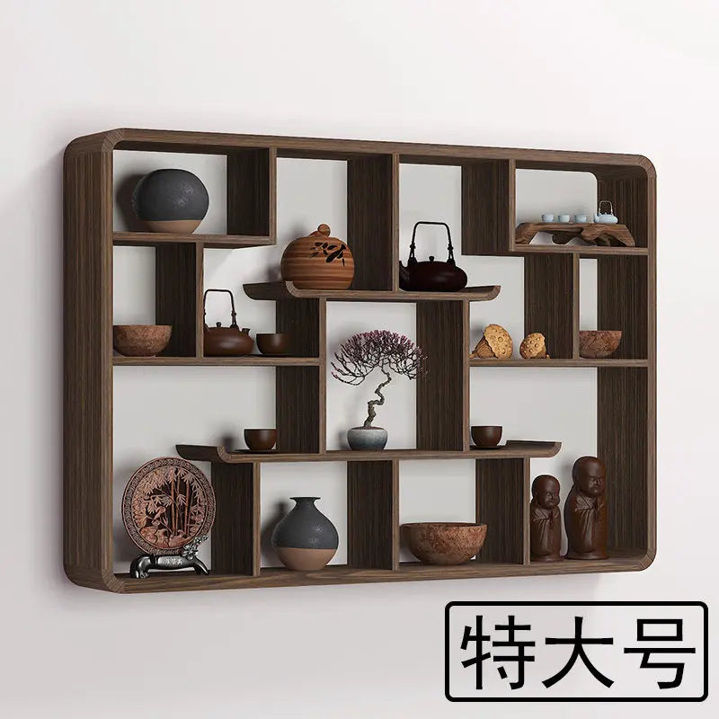 Solid Wood Wall-Mounted Shelves for Living Room and Dining