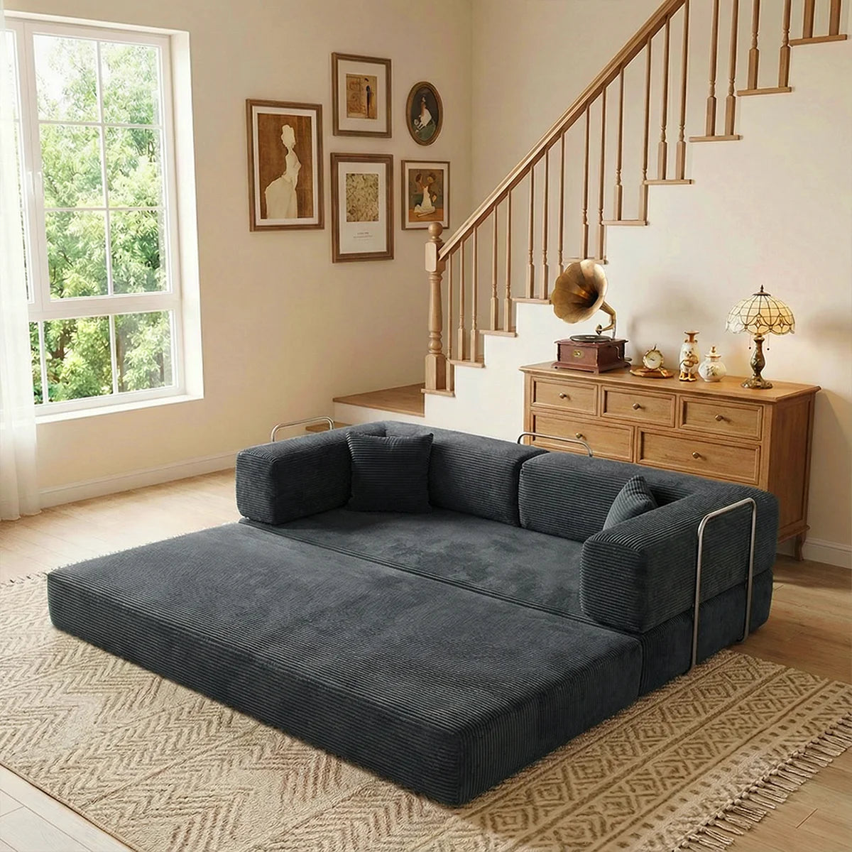 YQzyphyna Futon Sofa Bed 4 In 1 Convertible Couch Unit