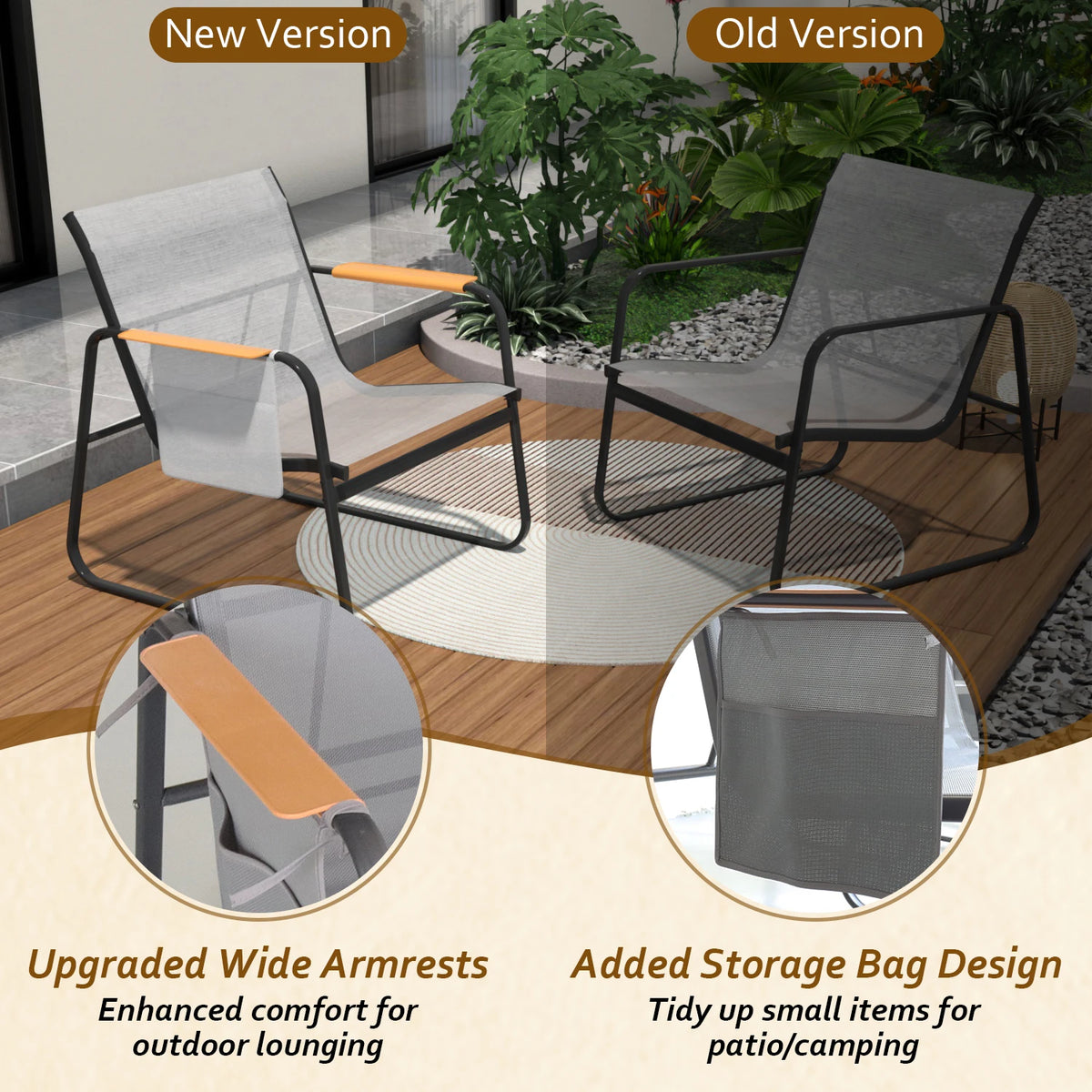 Avenvista Outdoor Patio Conversation Furniture Set With Side Tables