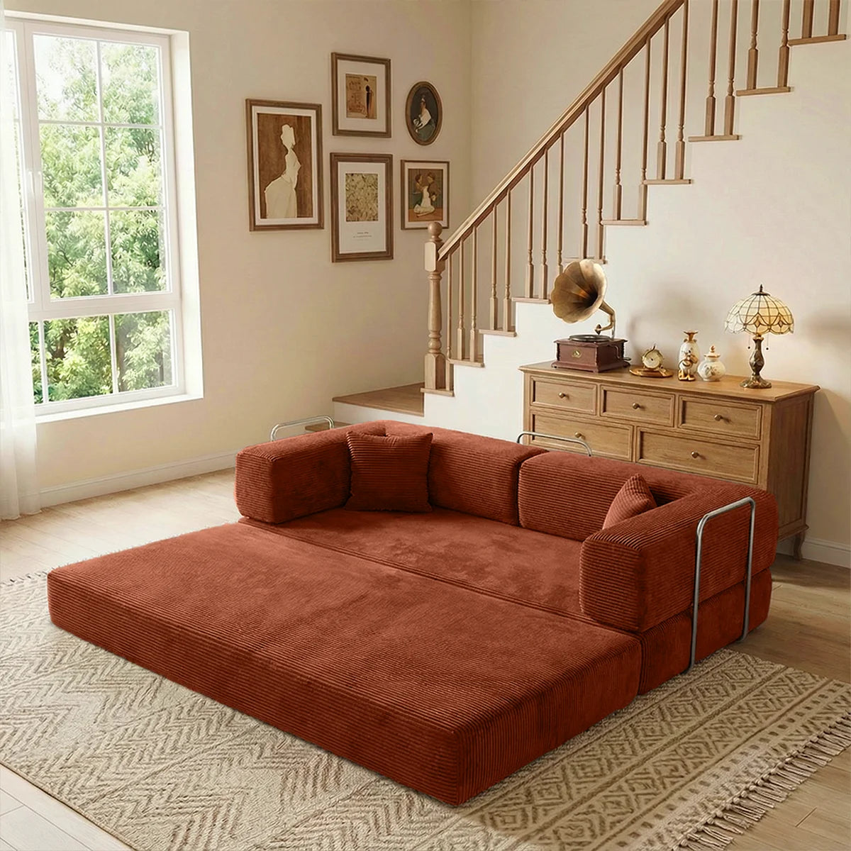 YQzyphyna Futon Sofa Bed 4 In 1 Convertible Couch Unit
