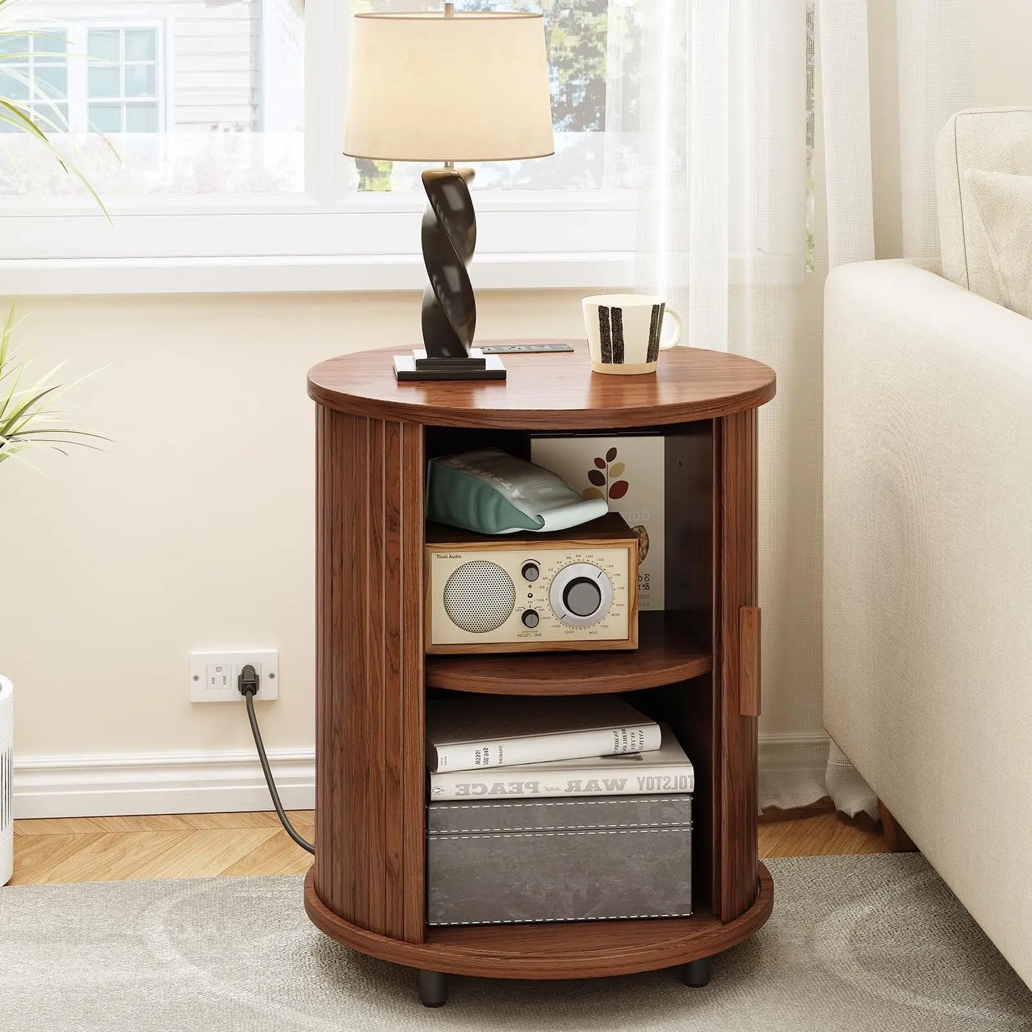 Onbrill Fluted Round End Tables 2 Pack Living Room