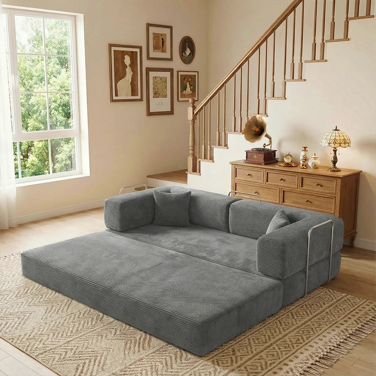YQzyphyna Futon Sofa Bed 4 In 1 Convertible Couch Unit