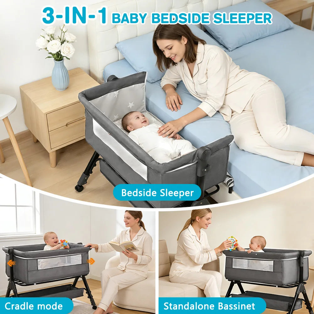 Portable Foldable Baby Bassinet Bedside Sleeper For Infants