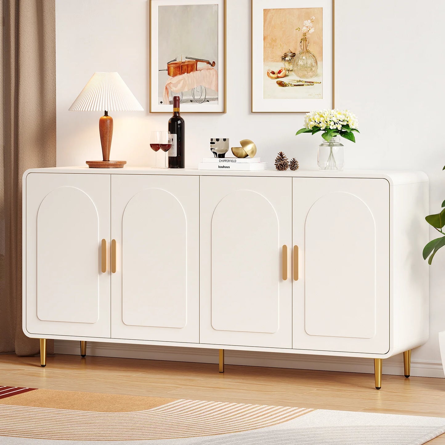 Onbrill Modern Sideboard Buffet Cabinet Featuring Adjustable Storage Shelves