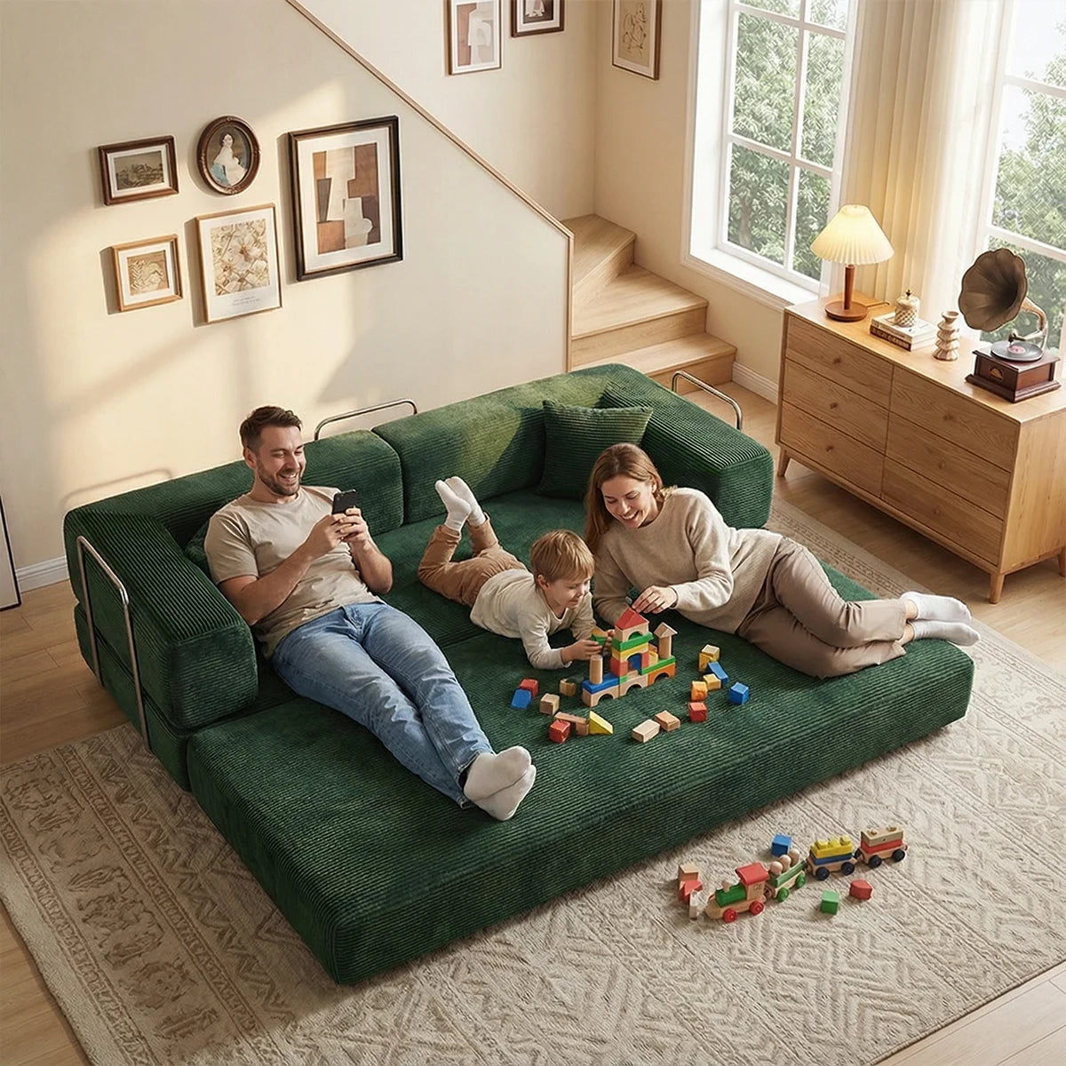 YQzyphyna Futon Sofa Bed 4 In 1 Convertible Couch Unit