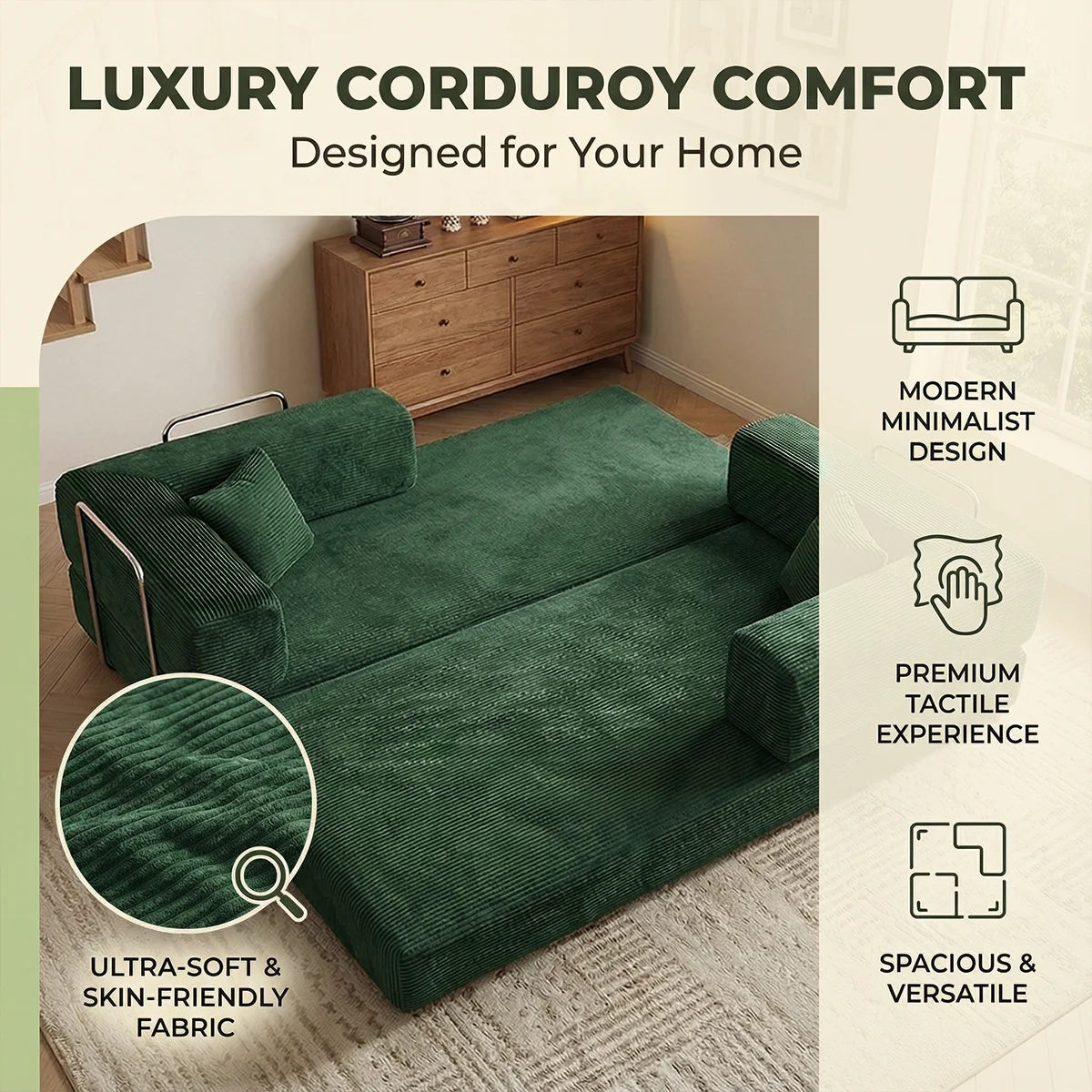 YQzyphyna Futon Sofa Bed 4 In 1 Convertible Couch Unit
