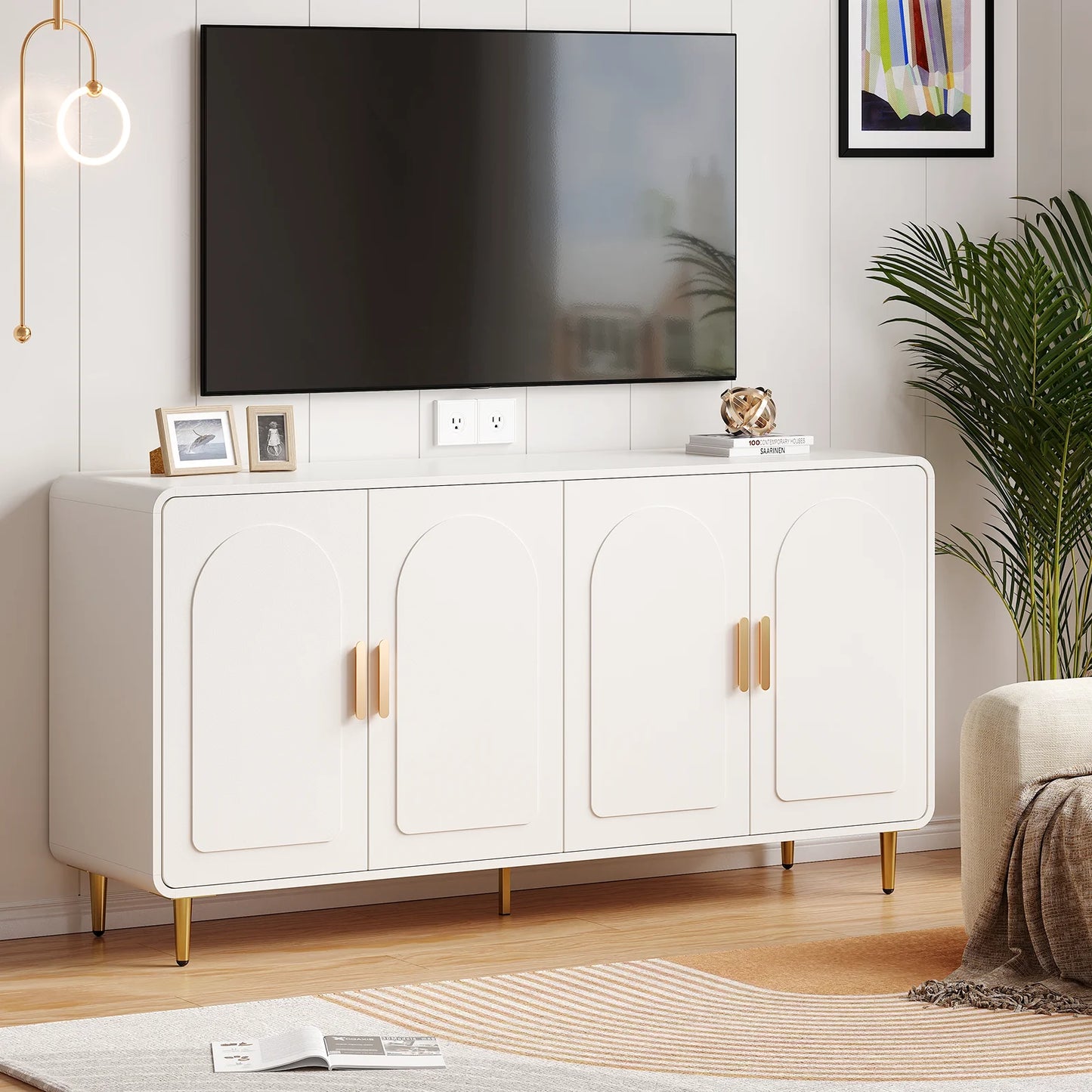 Onbrill Modern Sideboard Buffet Cabinet Featuring Adjustable Storage Shelves