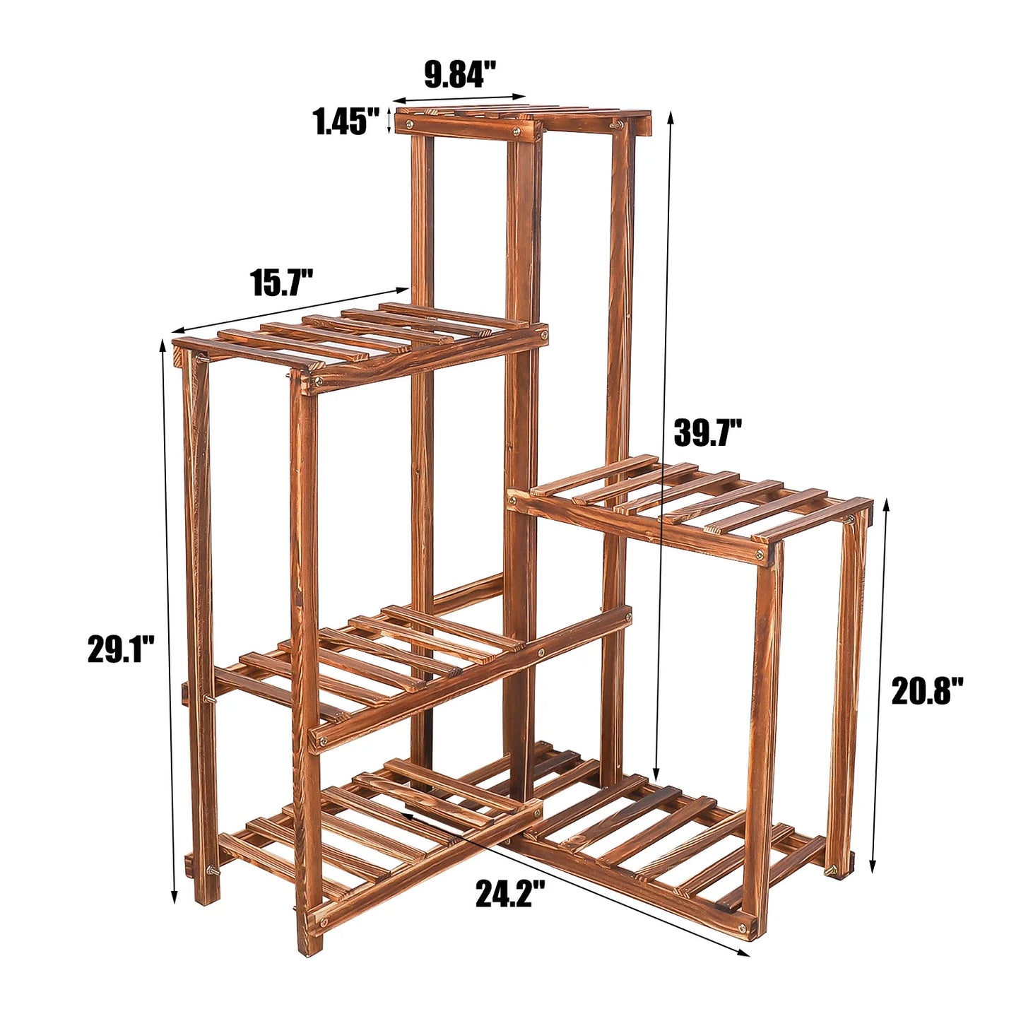 BINGOPAW Wooden 6 Tier Plant Corner Shelf Display Rack