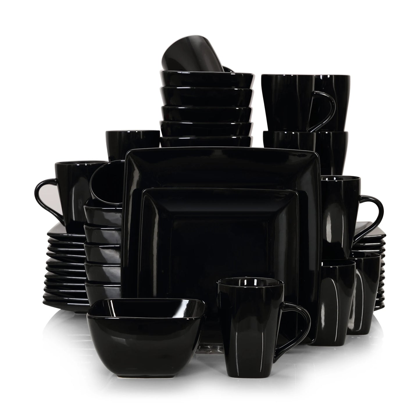 MALACASA SOHO Porcelain Square Dinnerware Set For Everyday Use