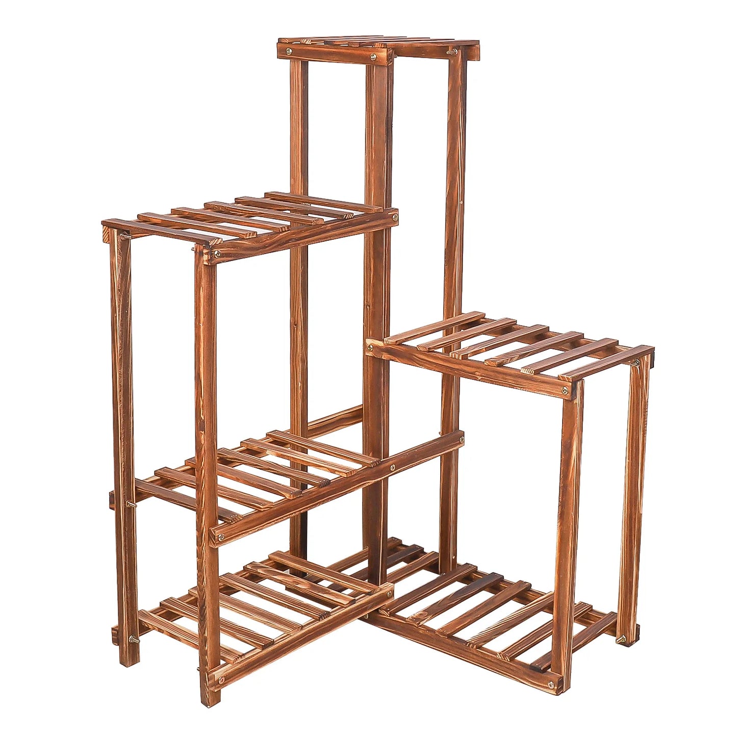 BINGOPAW Wooden 6 Tier Plant Corner Shelf Display Rack