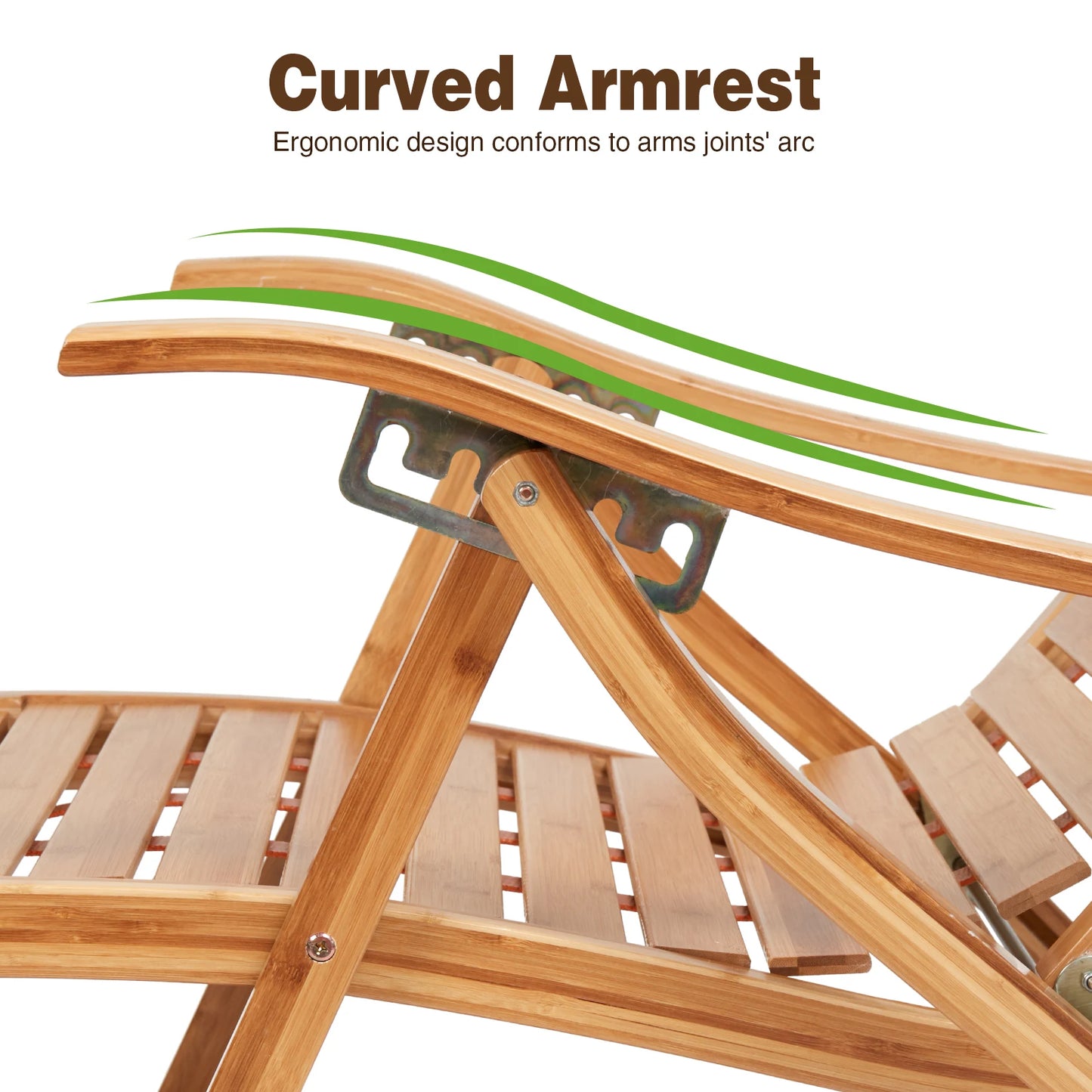 BINGOPAW Heavy Duty Bamboo Rocking Chair Adjustable Recliner