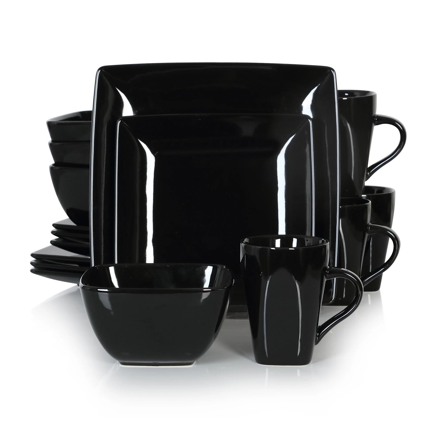 MALACASA SOHO Porcelain Square Dinnerware Set For Everyday Use