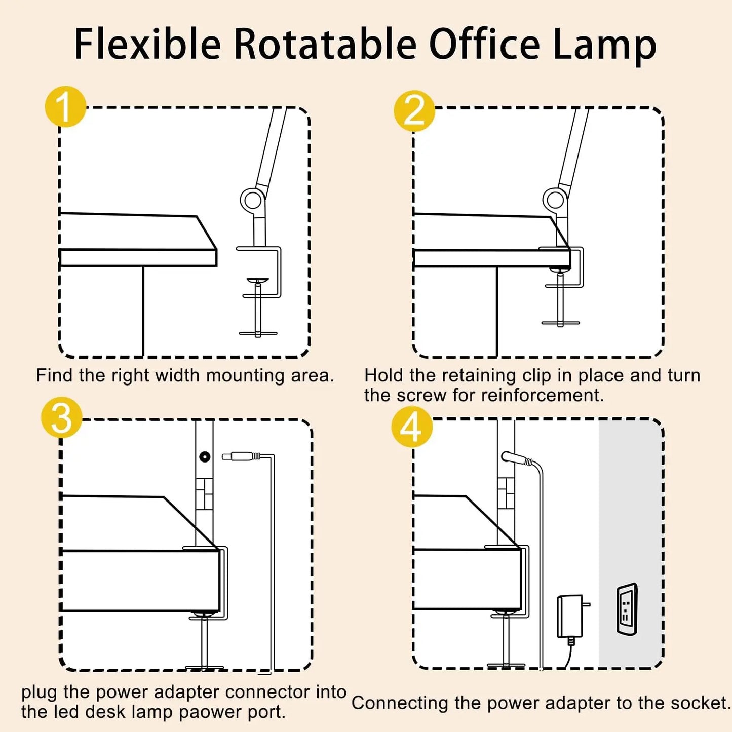 Modern LED Desk Lamp With Clamp Flexible Swing Arm