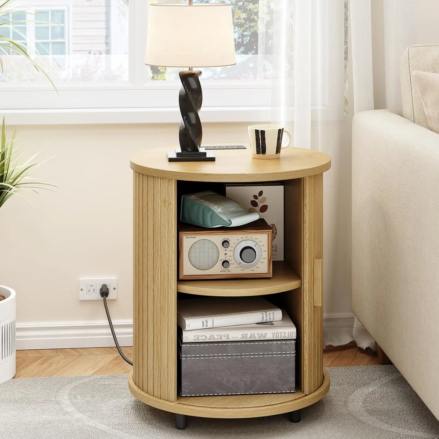Onbrill Fluted Round End Tables 2 Pack Living Room