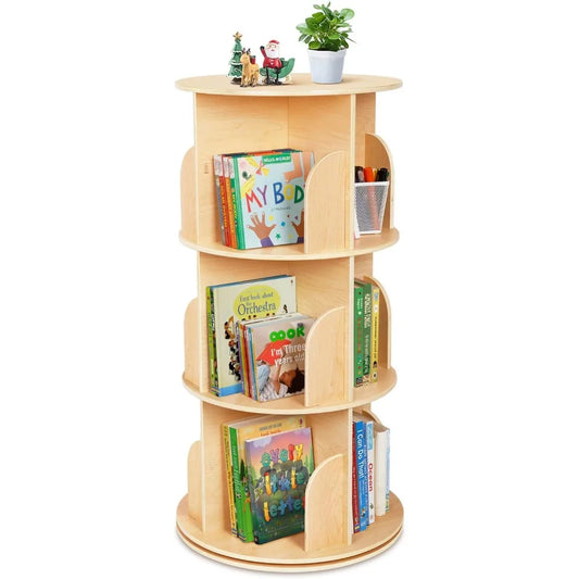 DAFIFY Kids 360 Degree Rotating Corner Bookshelf 3-Tier Floor Display