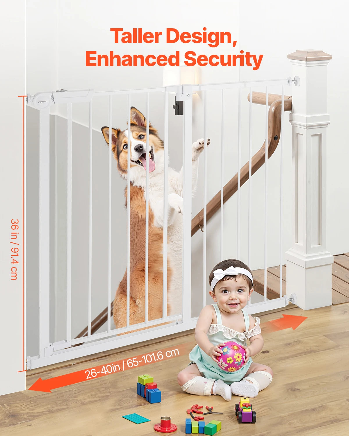 SucceBuy Walk Through Pressure Mount Baby Pet Safety Gate