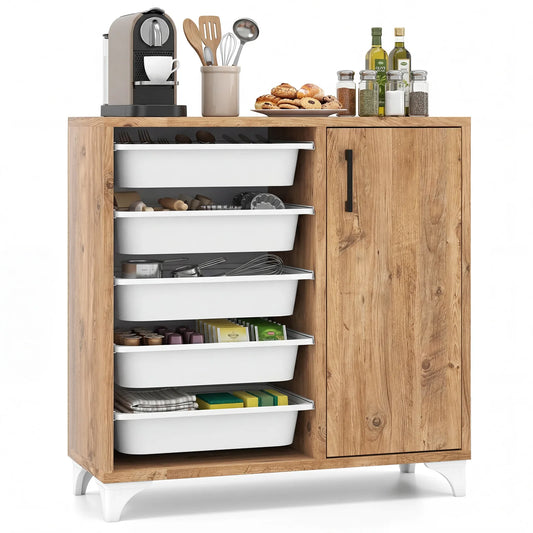 HOMASIS Buffet Cabinet Sideboard With Storage And Removable Drawers