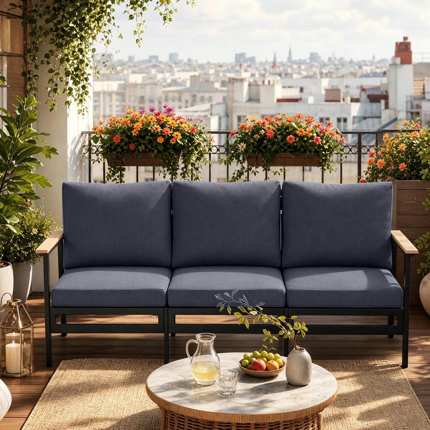 Avenvista Outdoor Patio Furniture Set Metal Sofa With Armrests