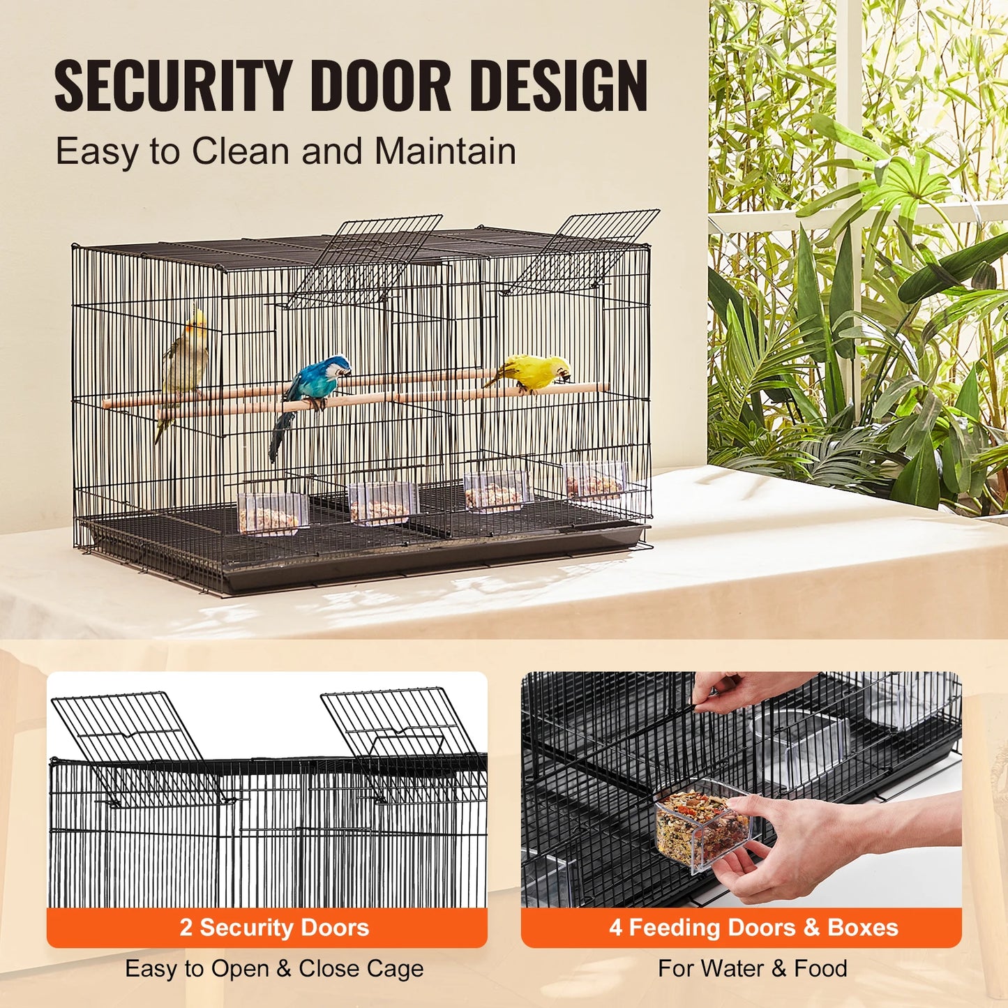 SucceBuy Stackable Divided Pet Bird Cage With Handle And Perch